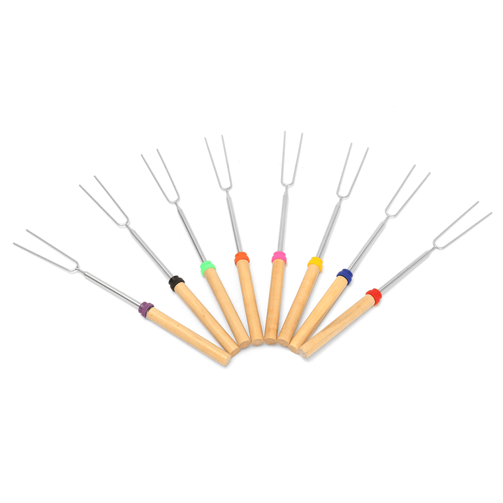 8 Pieces 32-Inch Colorful Telescopic Roasting Marshmallow Barbecue Skewers BBQ Stick Fork BBQ Tools - MRSLM