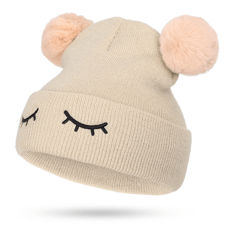 Children Woolen Hat Winking Bear Embroidery - MRSLM