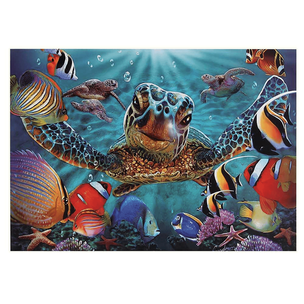 3D Adult 1000 Piece Ocean World Turtle Plane Puzzle Thicken Paper Jigsaw Decompression Toy - MRSLM