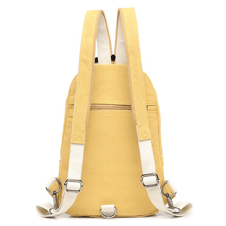 Multifunctional Women Canvas Backpack Pu Leather Chest Bag - MRSLM