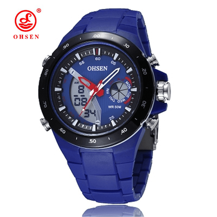 OHSEN AD2802 Digital Analog Alarm Stopwatch Men Sport Watch - MRSLM