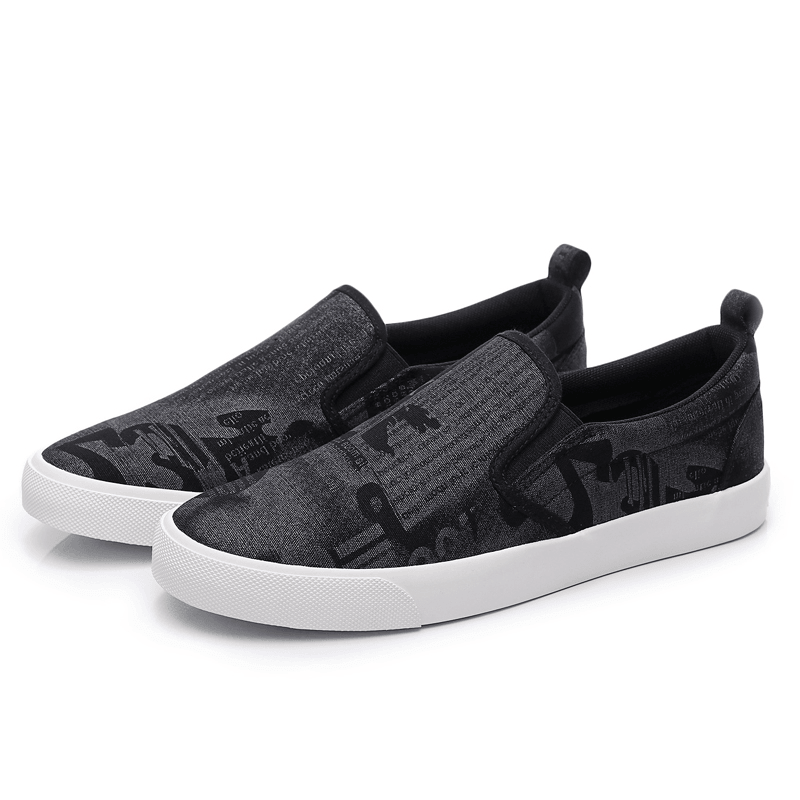 Men Canvas Breathable Slip on Comfy Casual Court Flat Shoes - MRSLM