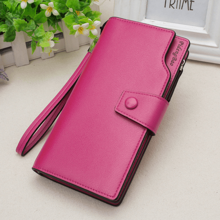 Women 11 Credit Card Holders 6 Inches Cell Phone PU Leather Wallet Clutch Wallet - MRSLM