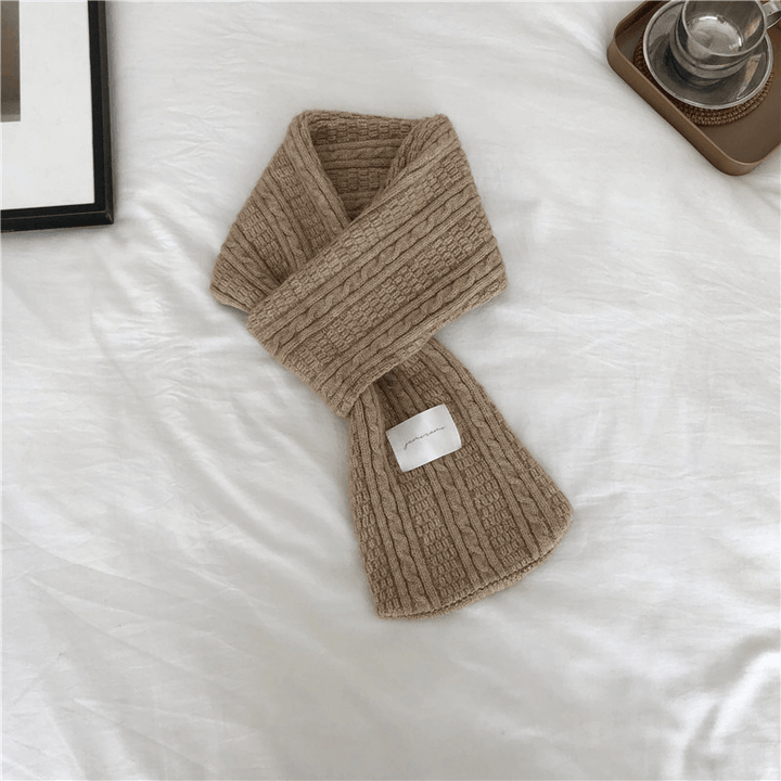 Pure Color Cashmere Knitted Thickened Cross Warm Scarf - MRSLM