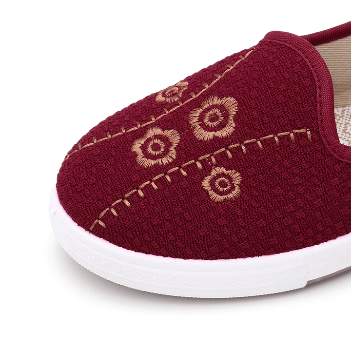 Women Embroidery Comfy Breathable Casual Shallow Slip on Flat Loafers - MRSLM