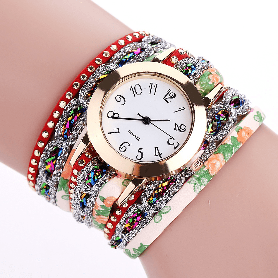 DUOYA Retro Style Women Bracelet Watch Rhinestone Quartz Watch - MRSLM