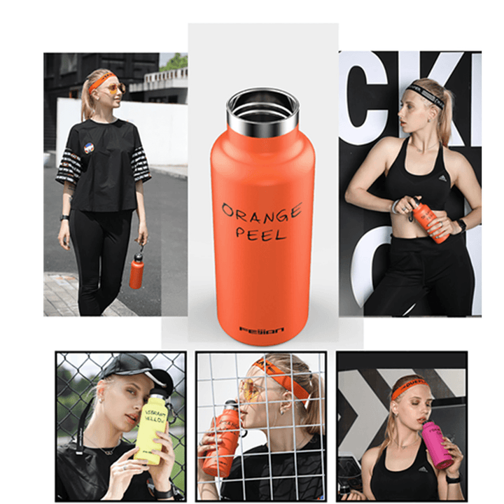 500Ml Stainless Steel Sport Water Bottle Running Kettle Cycling Hiking Drink Vacuum Cup - MRSLM