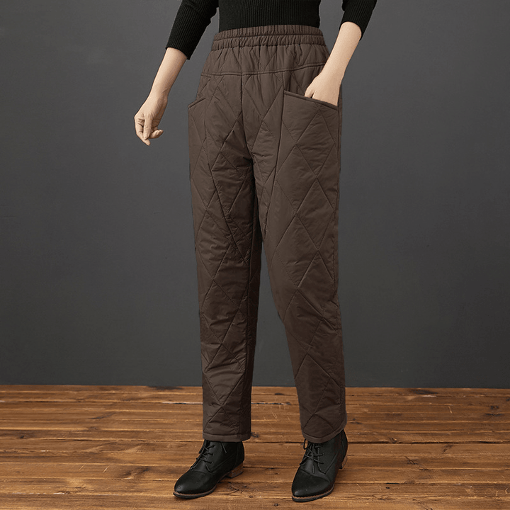 Fashion Casual Harem Cotton Trousers with Diamond Pattern - MRSLM