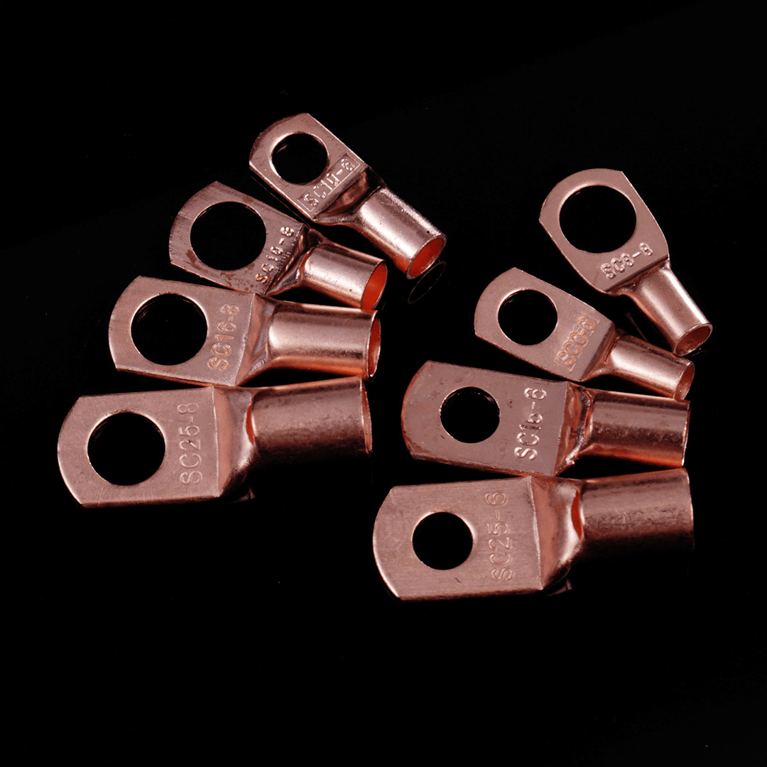 60Pcs Copper Ring Lug Terminal with Box Cable Lugs Crimp Terminals Wire Connector Terminal - MRSLM