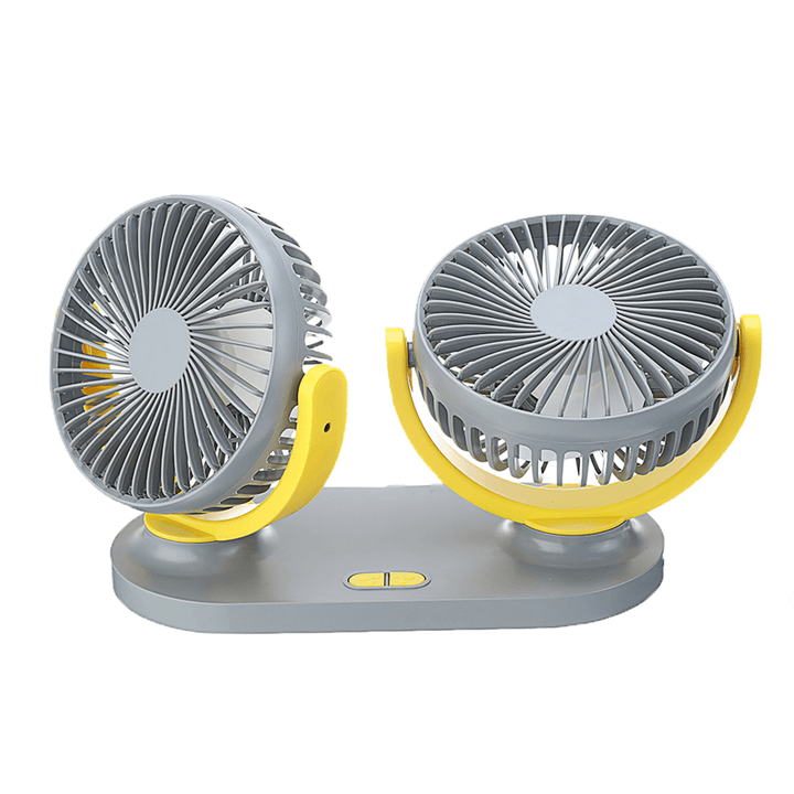 24V Mini Dual-Head Fan Car Van Home Silent Cooler Cooling Fan USB Rechargeable Outdoor Camping Travel - MRSLM