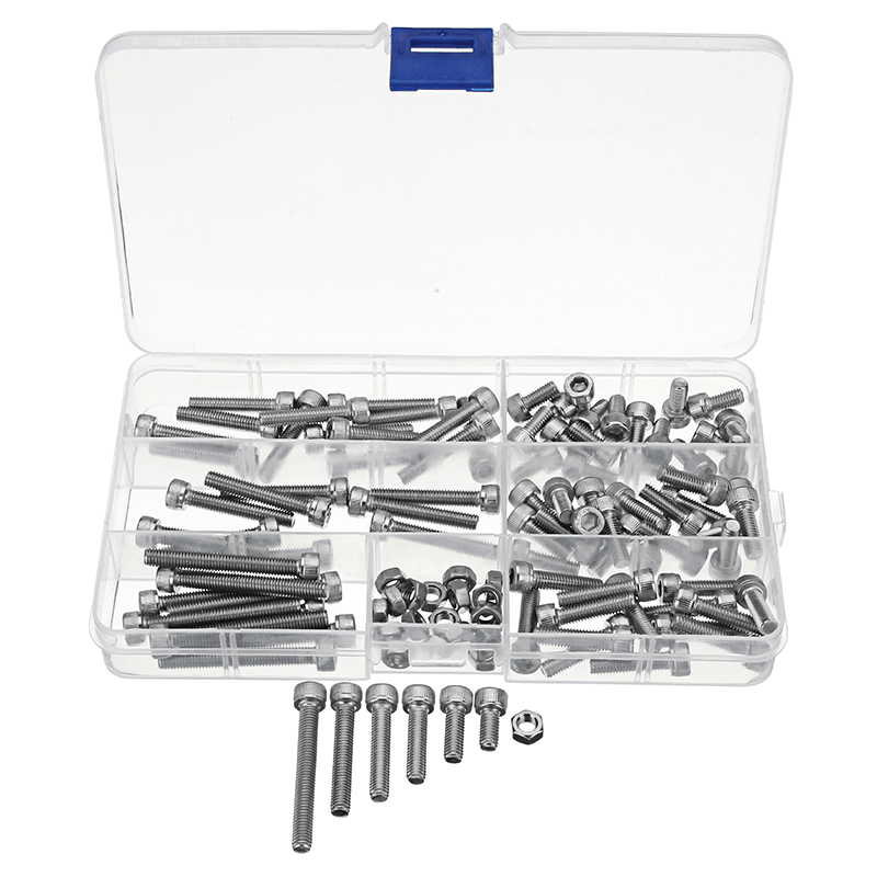 Suleve™ M5SH3 110Pcs M5 Stainless Steel 10-40Mm Hex Socket Cap Screw Allen Bolt Assortment Kit - MRSLM