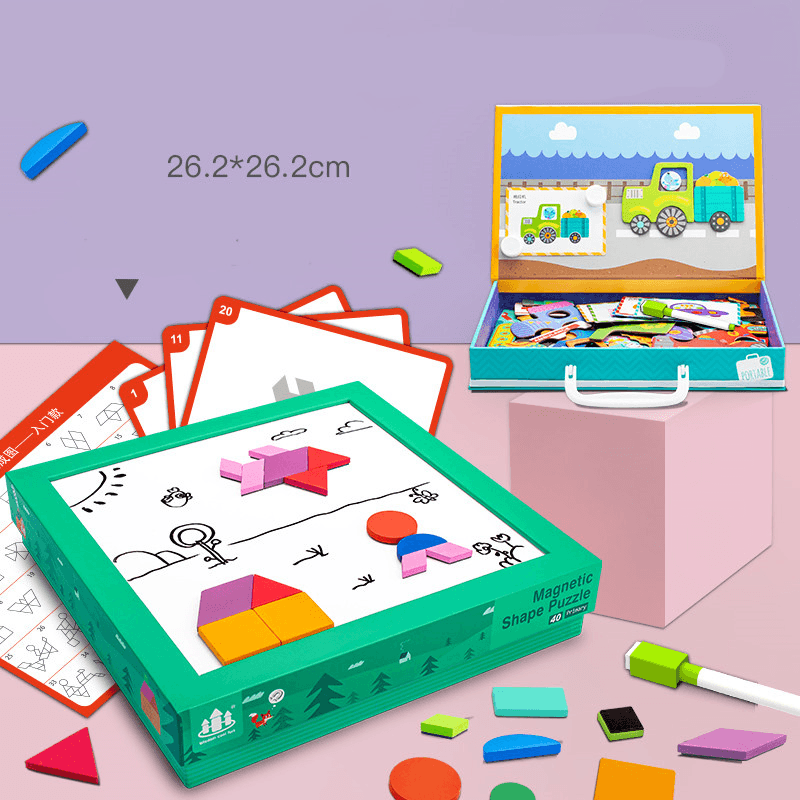 Magnetic Puzzle Children''S Educational Toys Magnetic Stickers 2-3 Years Old 6-Year-Old Girls Boys Kindergarten Early Education Wooden Board - MRSLM