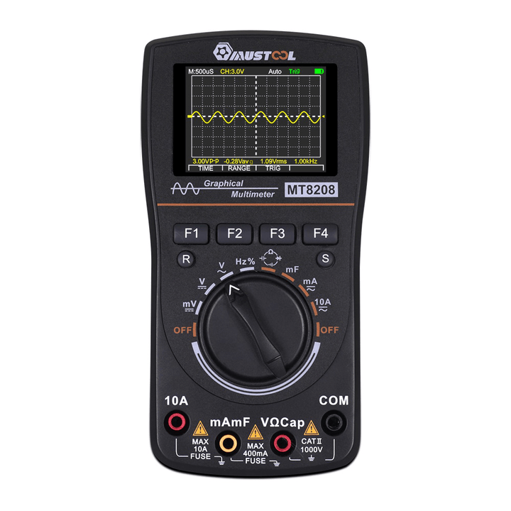 MUSTOOL MT8208 Intelligent Graphical Digital Oscilloscope Multimeter 2 in 1 with 2.4 Inches Color Screen 1Mhz Bandwidth 2.5Msps Sampling Rate for DIY and Electronic Test Upgraded from MT8206 - MRSLM