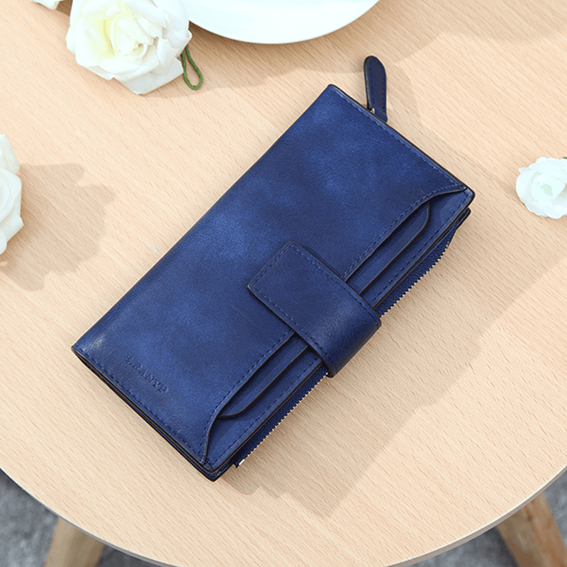 Women Matte Long Wallet Hasp Detachable Card Holder Coin Bags Clutches Bags - MRSLM