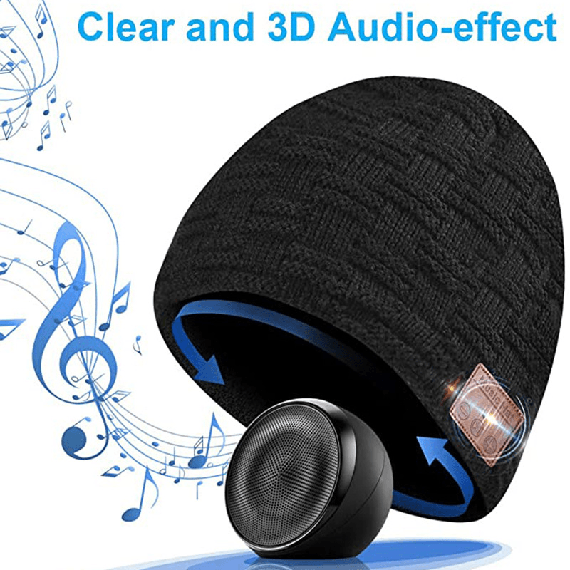 Binaural Music Call Stereo Warmth Removable and Washable Bluetooth Headset Hat - MRSLM