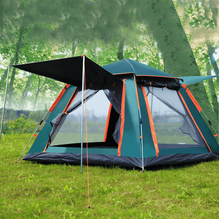 215X215X142Cm 4 Person Automatic Spring Camping Tent Windproof Waterproof Sun Shelters 5 Window Ventilation Canopy - MRSLM