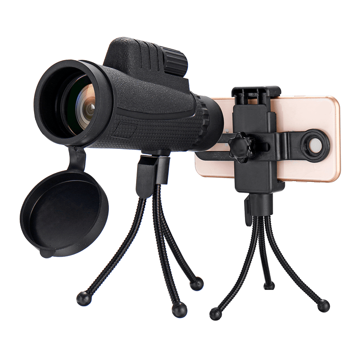 Ipree® 40X60 10 Times FMC Coating BAK4 Monocular Ultra HD Waterproof Low Light Night Vision Phone Telescope + Phone Clip + Tripod - MRSLM