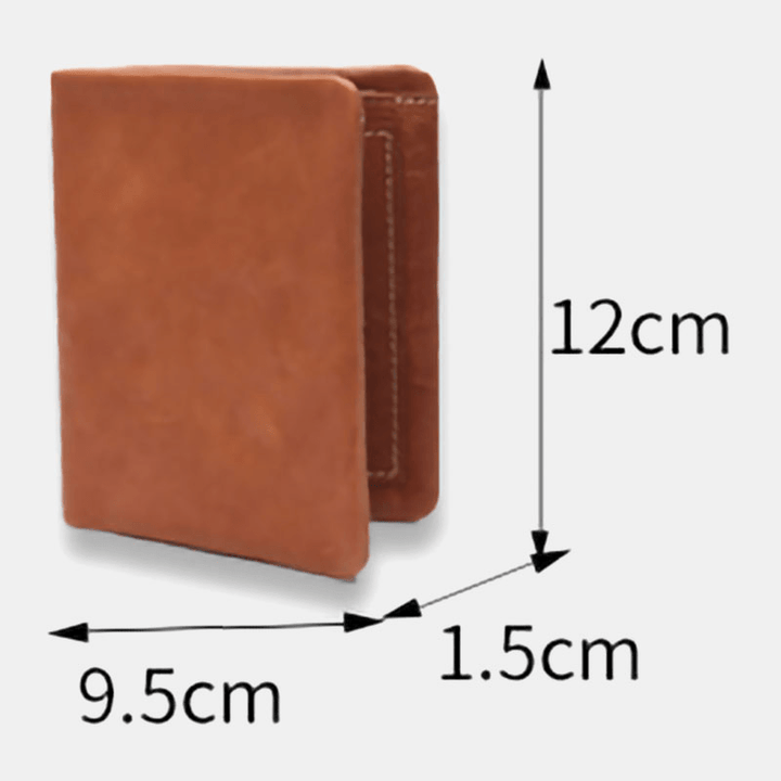 Ekphero Men Vegetable Tanned Cowhide Bifold Short Wallet Card Case Money Cllip - MRSLM