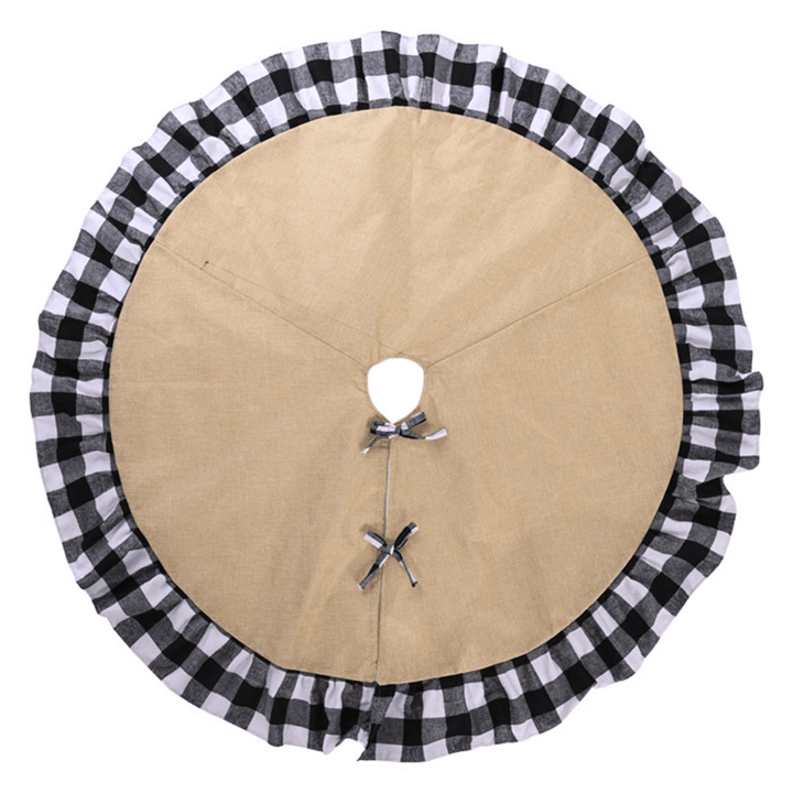 2020 Christmas Linen Lattice Tree Skirt round Carpet Christmas Decorations for Home Floor Mat New Year Xmas Tree Skirts - MRSLM