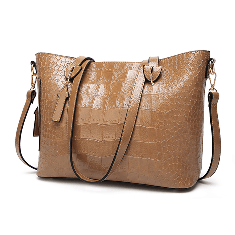 Women Crocodile Pattern Tote Handbag - MRSLM