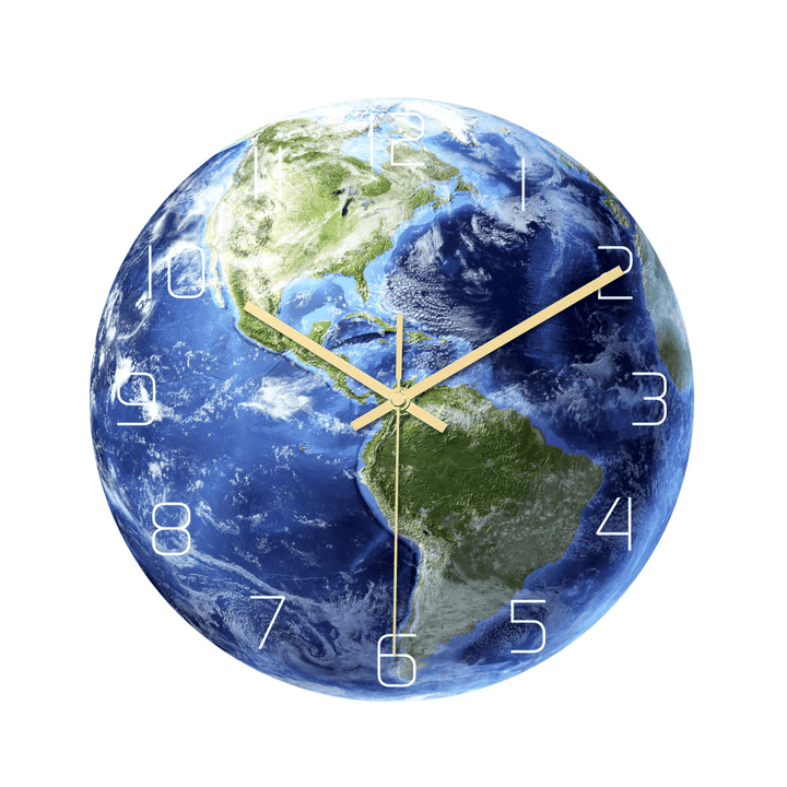 CC090 Creative North/South America Luminous Earth Wall Clock Mute Wall Clock Quartz Wall Clock for Home Office Decorations - MRSLM