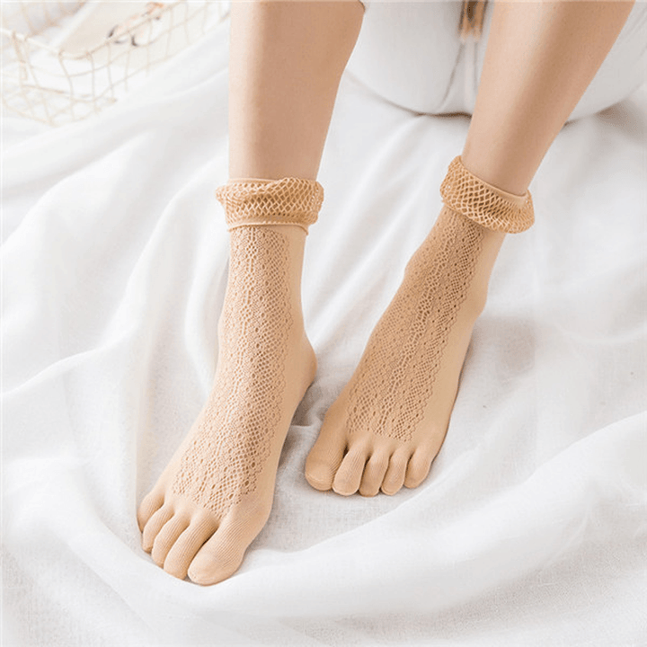 Women Mesh Absorbent Sweat Five Toe Socks - MRSLM