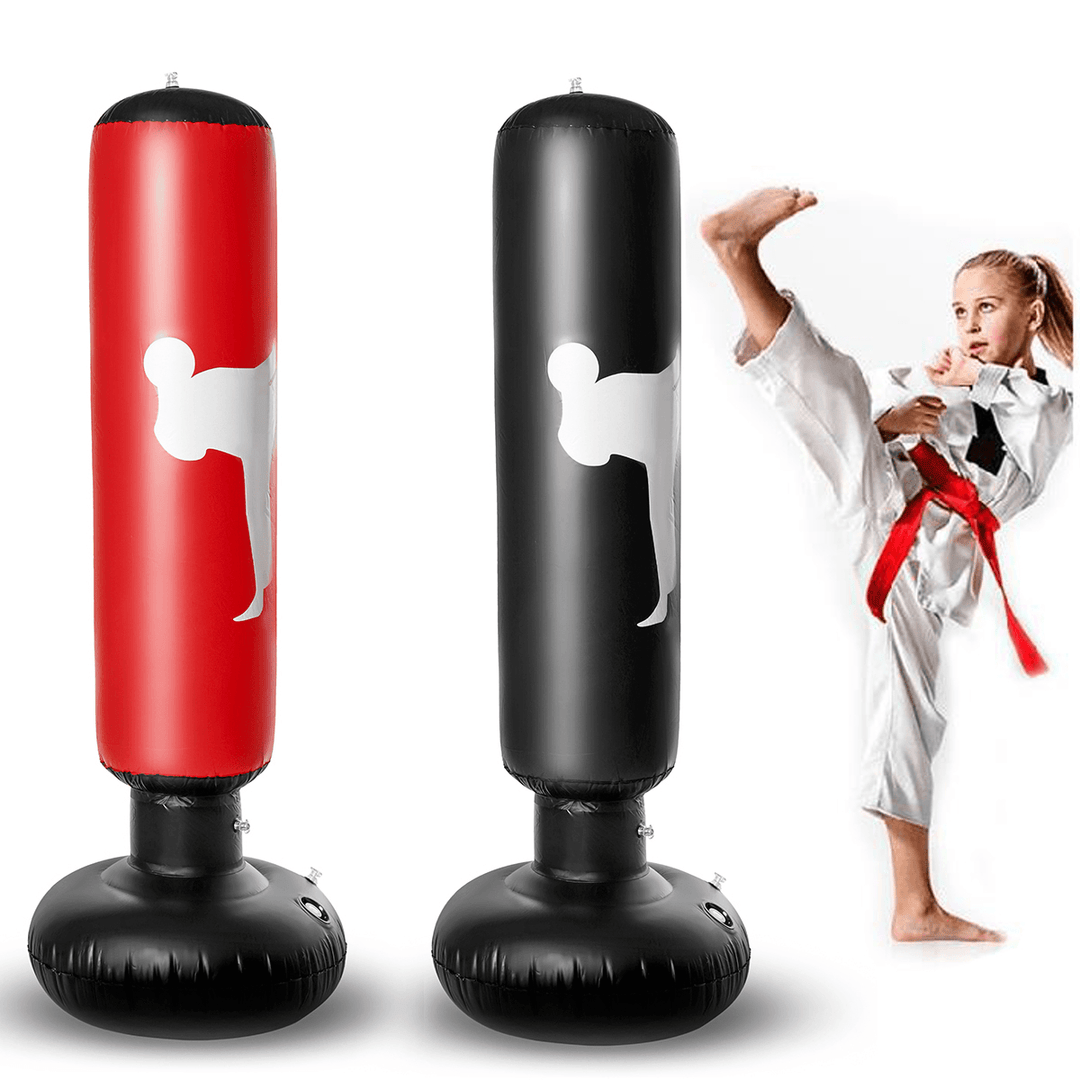 160CM Inflatable Boxing Target Post Tumbler Punching Bag PVC Thickened Bottom Vertical Boxing Equipment Fitness Relief Tools - MRSLM