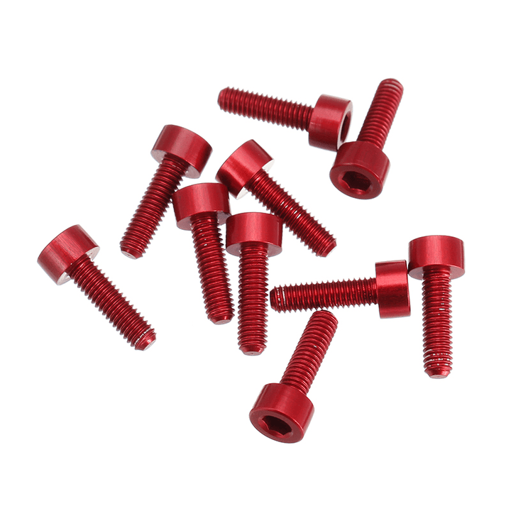 Suleve™ M3AH2 10Pcs M3X10Mm Hex Socket Cap Head Screws 7075 Aluminum Alloy Red - MRSLM