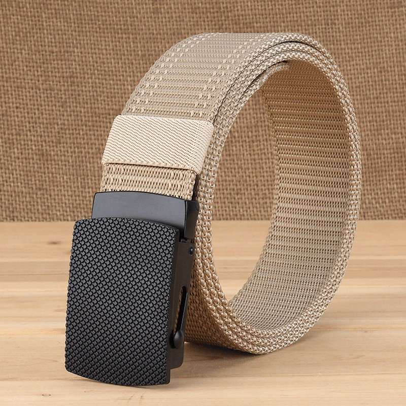 Men Casual Outdoor New Casual Nylon Belt Trendy Alloy Buckle Thick Belt - MRSLM