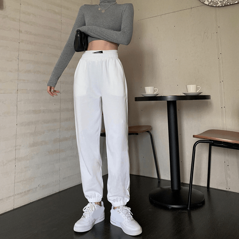 Ladies New High Waist Slim Straight Track Pants - MRSLM