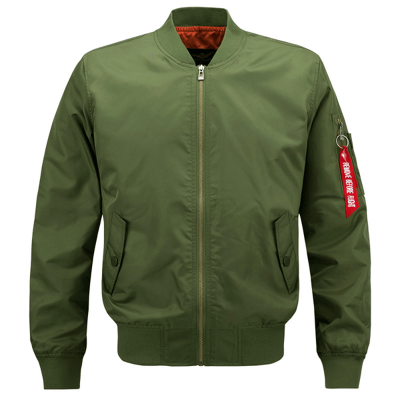 Mens Spring Autumn Flight Jacket Pure Color Bomber Jacket - MRSLM