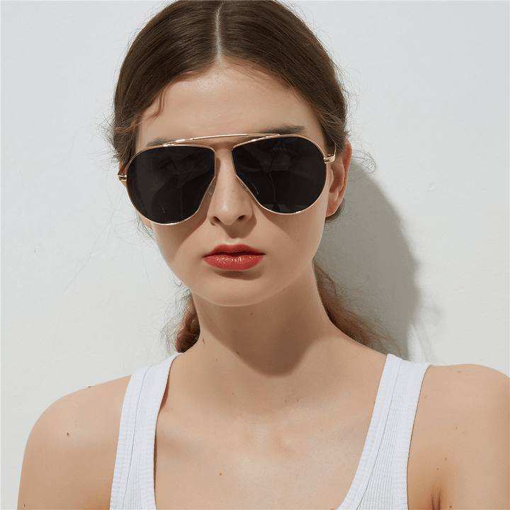 A1166 Polygonal Big Frame Sunglasses, Metal Frame Sunglasses for Women - MRSLM