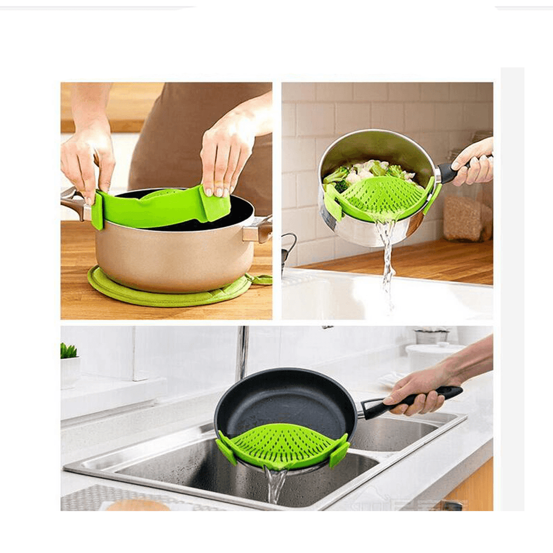 Ipree® Durable Silicone Pan Strainer Colanders Wash Fruit Vegetables Pasta Kitchen Tools Gadgets Wash Bag - MRSLM