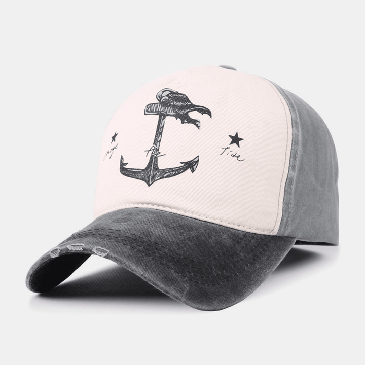 Unisex Make-Old Pirate Ship Anchor Pattern Ivy Cap Outdoor Suncreen Baseball Hats Stretch Fit Cap - MRSLM