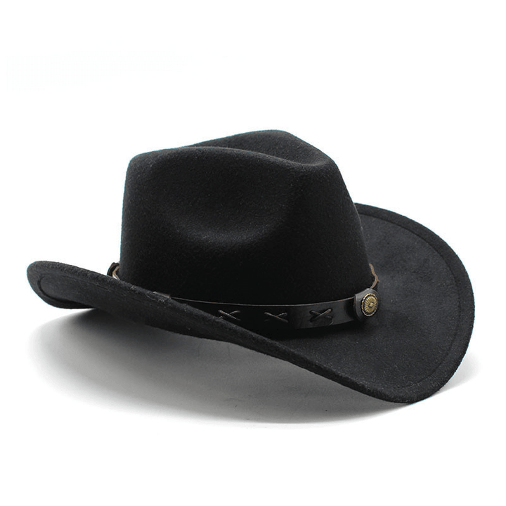 European and American Style Western Cowboy Hat Cross-Border Autumn and Winter Woolen Jazz Hat - MRSLM