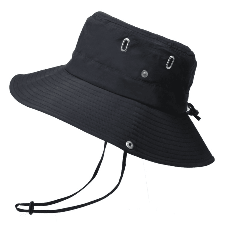 Summer Men'S Breathable Sunshade Travel Outdoor Fishing Sunscreen Solid Color Big Brim Fisherman Hat - MRSLM