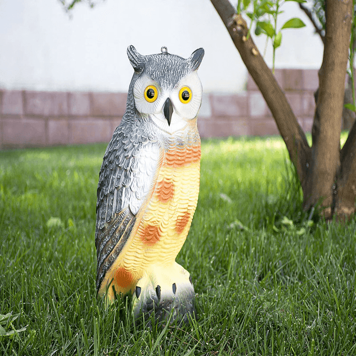 Realistic Owl Decoy Statue Elbow Owl Bird Pigeon Crow Scarer Scarecrow Simulation Garden Yard Protecter - MRSLM