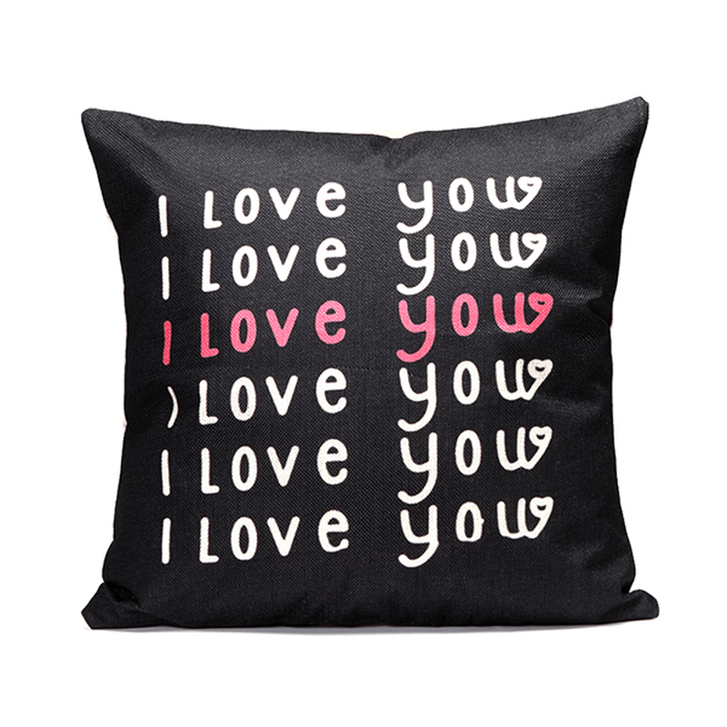 43X43Cm Black English Letter Fashion Cotton Linen Pillow Case Home Sofa Seat Bed Car Cushion Decor - MRSLM