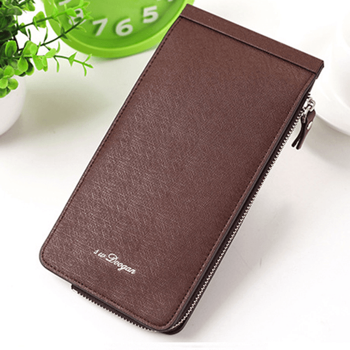 Women Microfiber Leather Multi Card Slots Wallet Card Holder Phone Bag - MRSLM