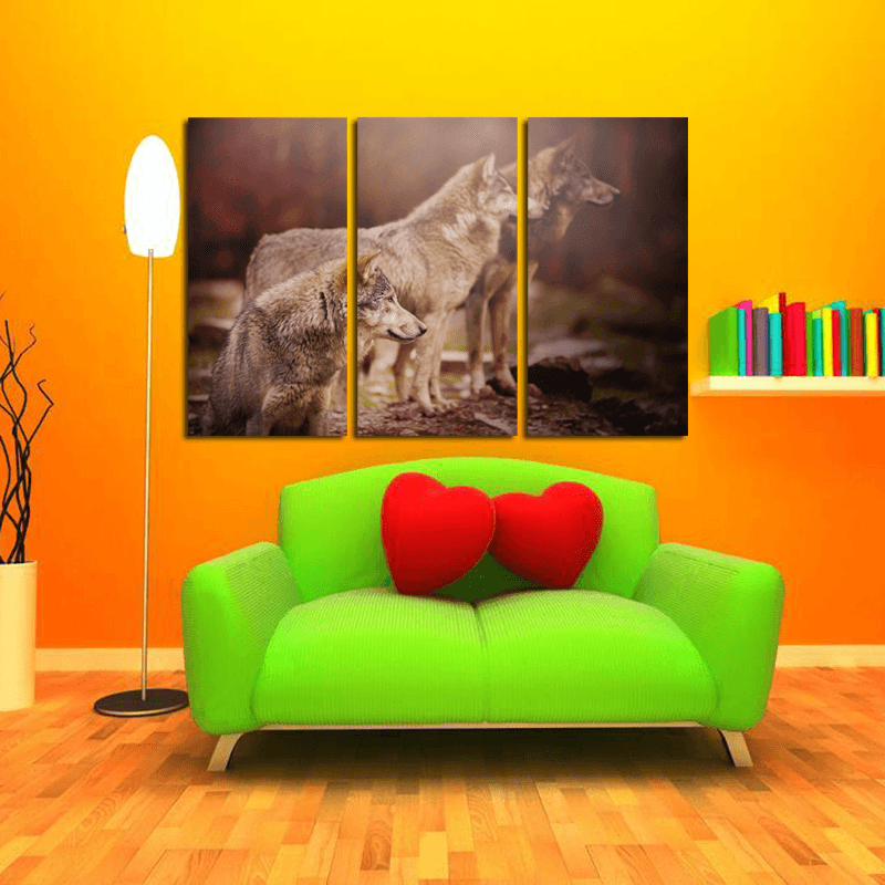 Miico Hand Painted Three Combination Decorative Paintings Three Dogs Wall Art for Home Decoration - MRSLM