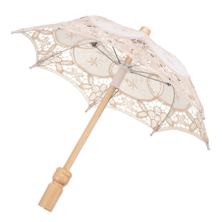 Lace Embroidered Umbrella Elegance Parasol for Party Bridal Wedding Decoration - MRSLM