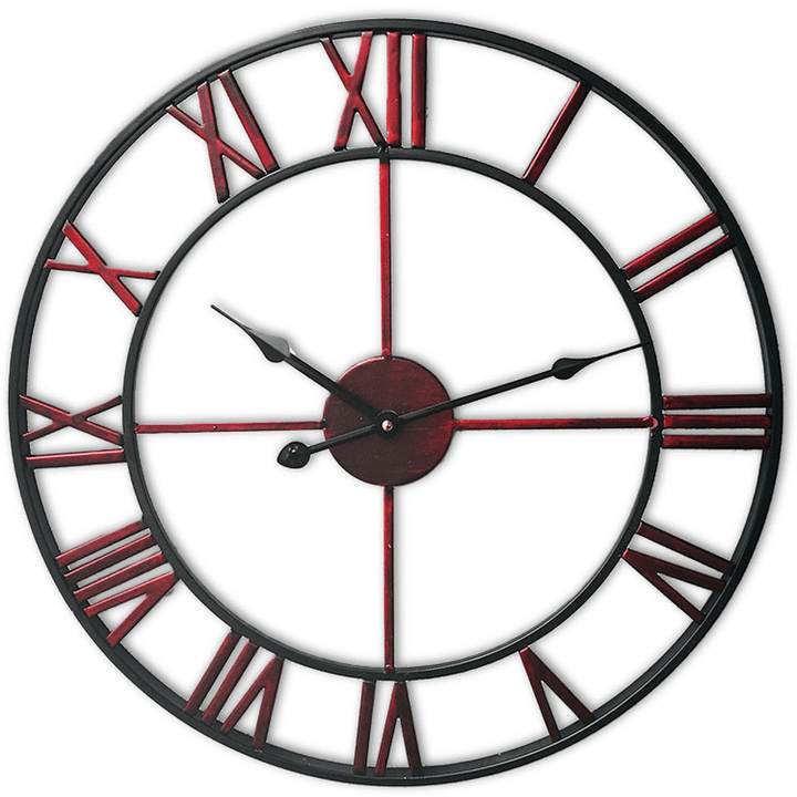 Creative Wall Clock Living Room round Hollow Out Cafe Bar Wrought Metal Vintage Wall Clock - MRSLM