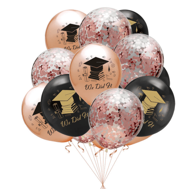 10Pcs Graduation Balloons Gold Silver Black Latex Balloon - MRSLM