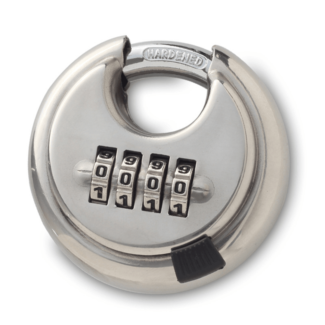 Security 4 Digit Combination Disc Padlock Steel Alloy Heavy Duty Hardened Door Lock - MRSLM