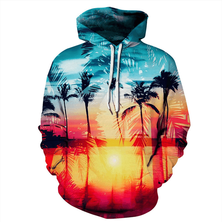 Factory Direct 3D Digital Printing Landscape Painting Cover Cap Loose Vouple''S Sweater Autumn and Winter Chaozhou Leisure Wear - MRSLM