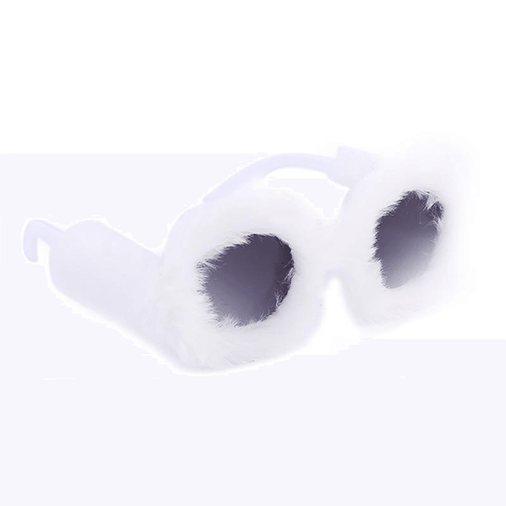 Fashion round Frame Plush Full Coverage Sunglasses for Women - MRSLM