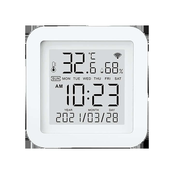 Tuya WIFI Temperature Humidity Smart Sensor Clock Digital Display Remote Control Thermometer Support Alexa Google Assistant - MRSLM