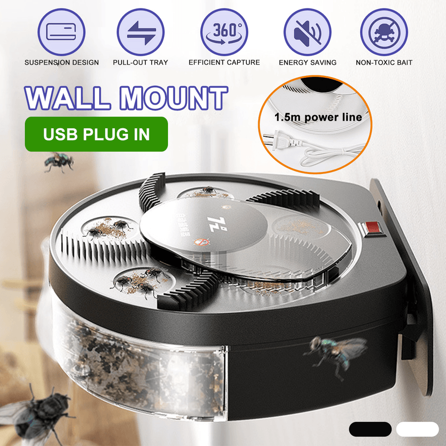 Upgrade Wall Mount Electric Fly Trap USB Automatic Flycatcher anti Fly Killer - MRSLM