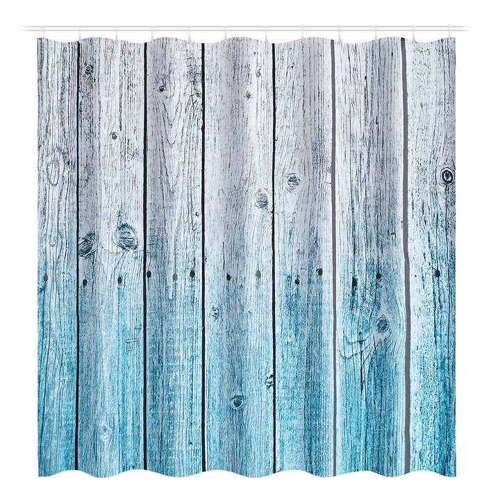 Rustic Wood Panel Shower Curtain 12 Hook Bathroom Waterproof Fabric Bathroom - MRSLM