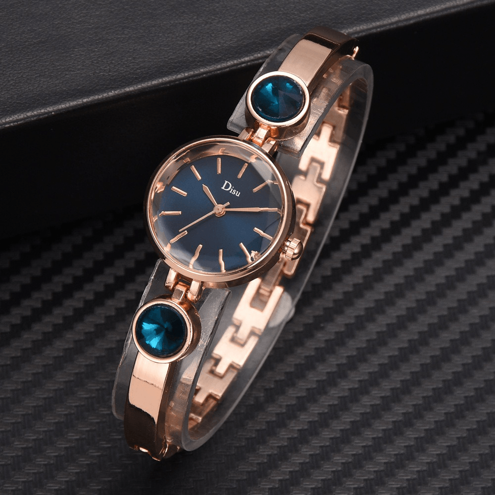 Elegant Big Crystal Alloy Strap Slim Ladies Dress Bracelet Women Simple Dial Quartz Watch - MRSLM